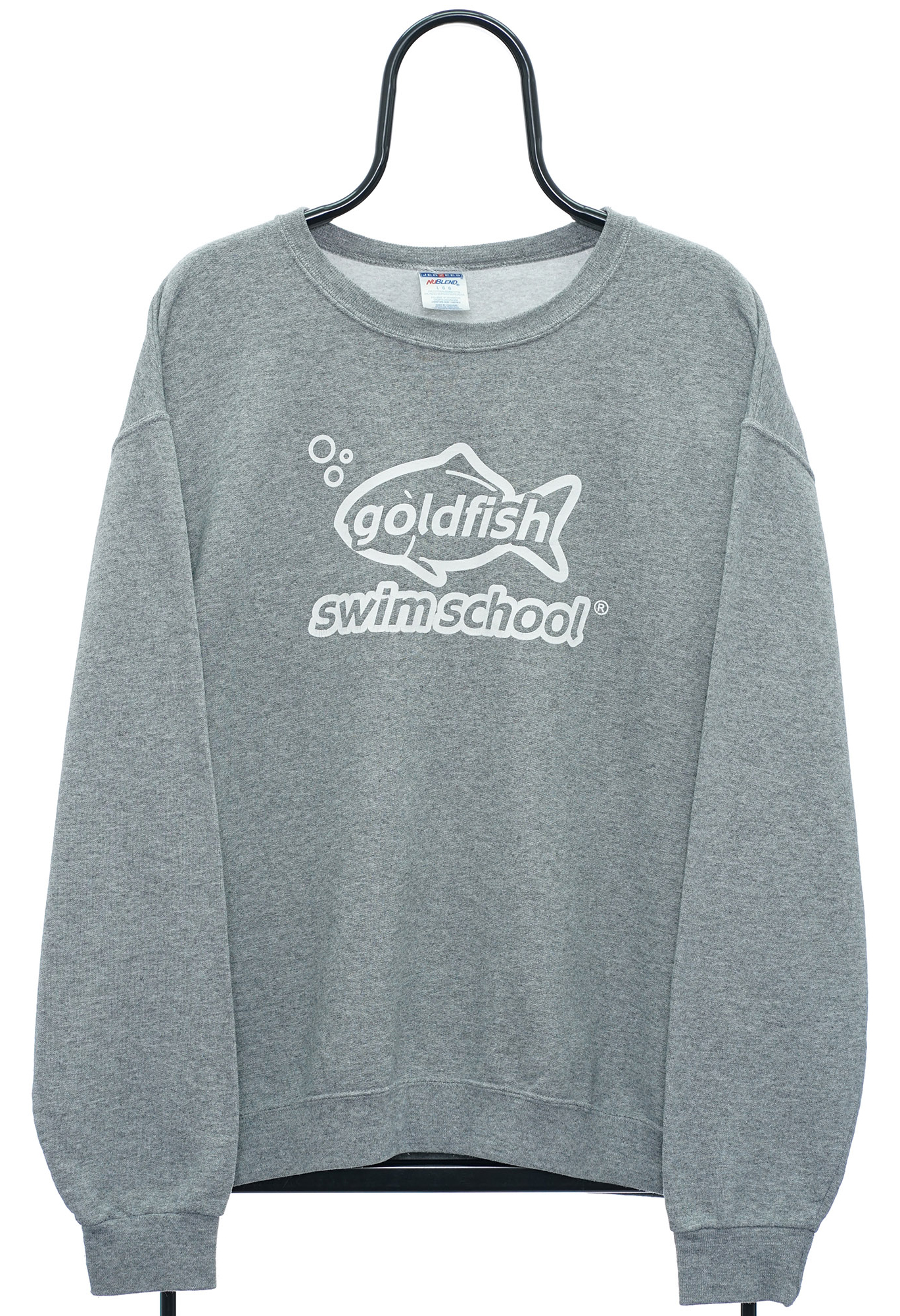 Retro Goldfisch Schwimmen Grafik Grau Sweatshirt - Gro